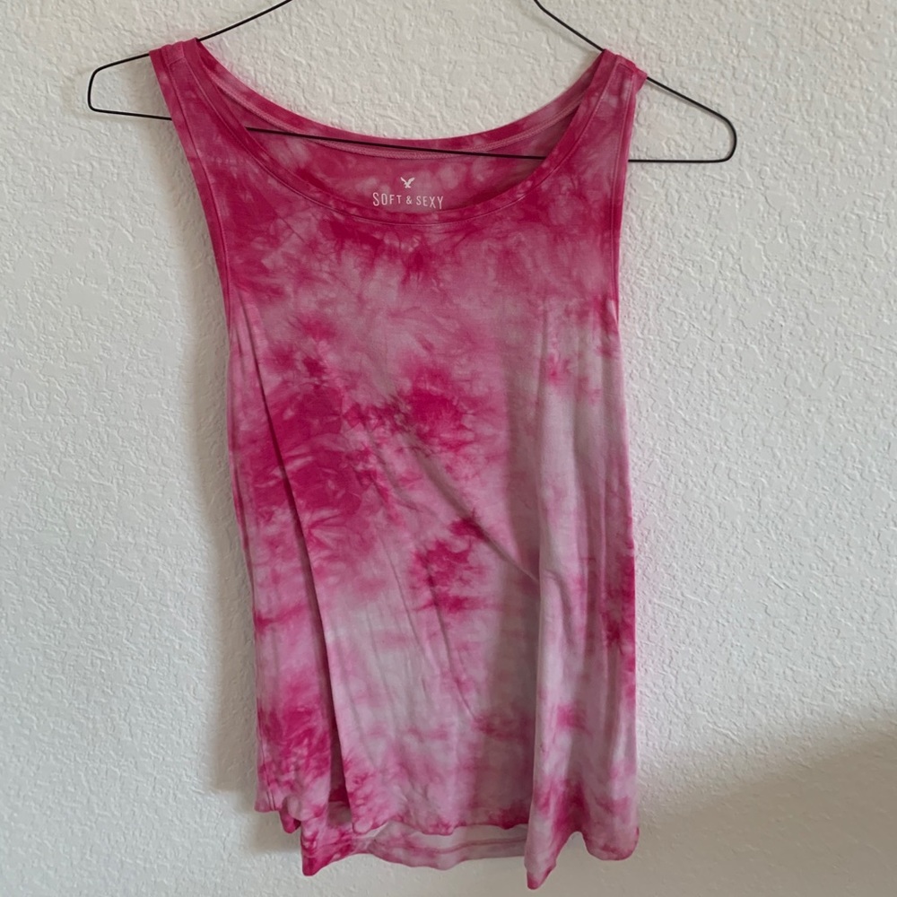 american eagle pink tie dye tank